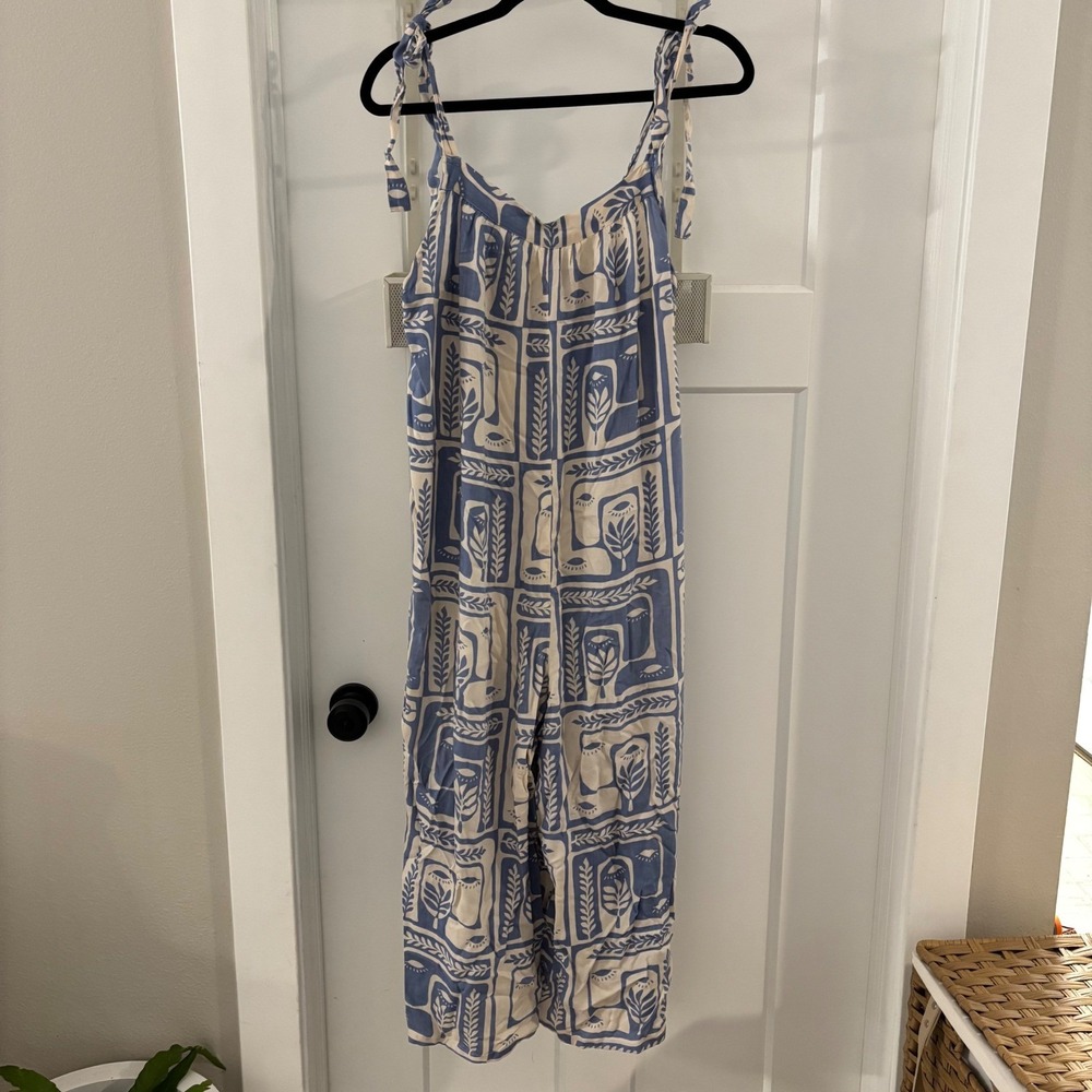 World Market Soerha Evil Eye Pajama Jumpsuit Pockets Size S/M Wide Leg Viscose